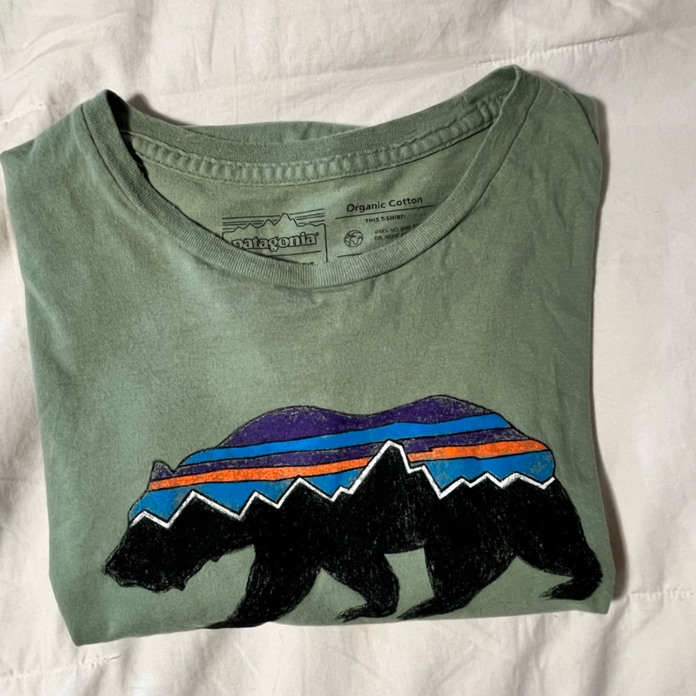 Patagonia Fitz Roy Bear Olive Graphic Tee